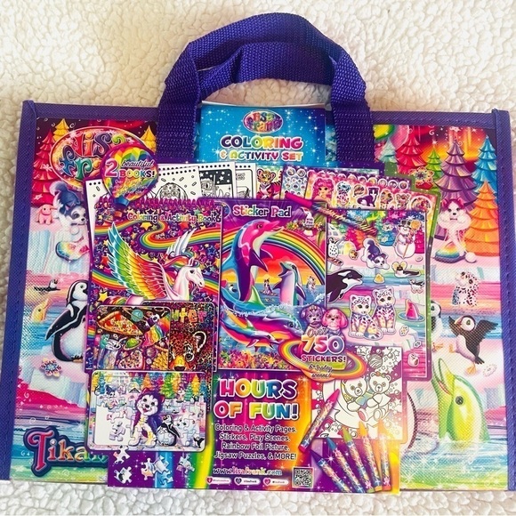 NWT Lisa Frank Coloring & Activity Set with Fold Out Storage Case + 600 Stickers - Picture 4 of 16